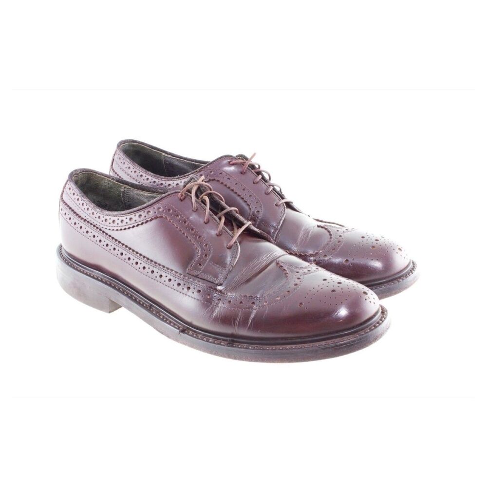 Sears Men's Burgundy Leather Wingtip Oxford Shoes Size 10 D Style KF 3